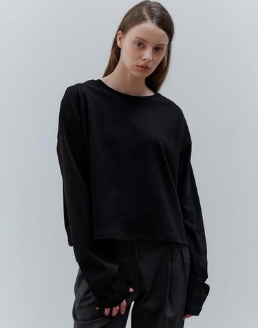 라운드 크롭 티셔츠_Black