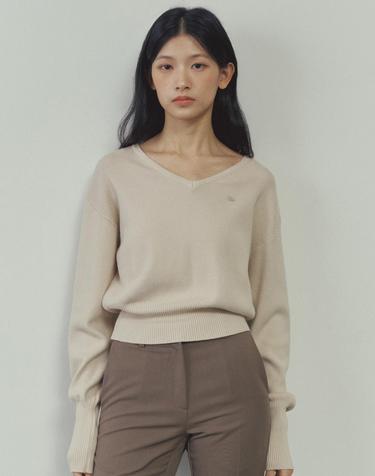 지앤 브이넥 니트_Beige