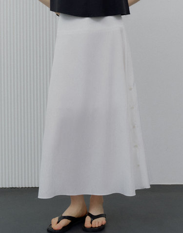 플레어 A라인 스커트_White