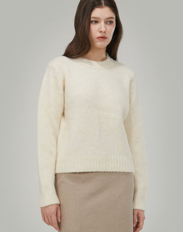 소프트 Wool 라운드 니트_Ivory