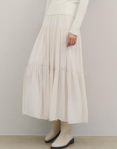 캉캉 밴딩 롱 스커트_White
