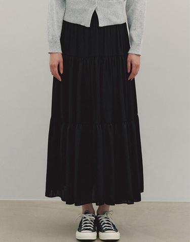 캉캉 밴딩 롱 스커트_Black