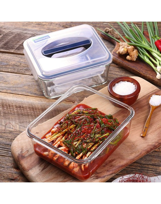 글라스락 [갤러리아] 글라스락 핸디 밀폐 김치통 2.7L 2개 착용컷