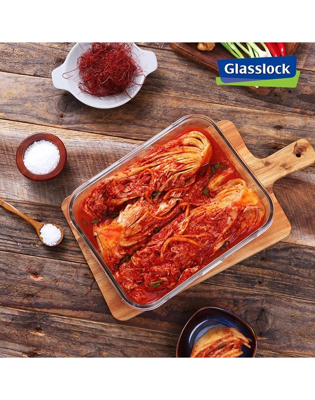 글라스락 [갤러리아] 글라스락 핸디 밀폐용기 쌀통 김치통 직사각 2.5L 2개세트 착용컷