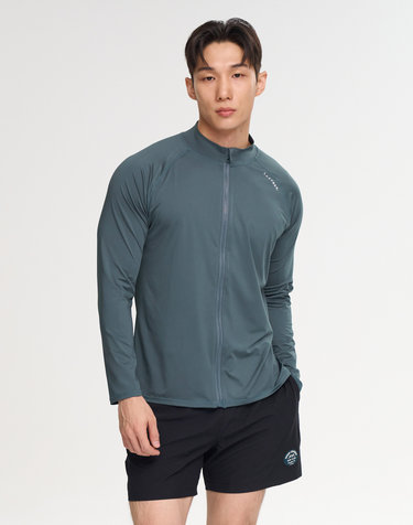 [SET] 멀티쿨링 에센셜 루즈핏 집업 래쉬가드 + 반바지 세트 M 카키그레이