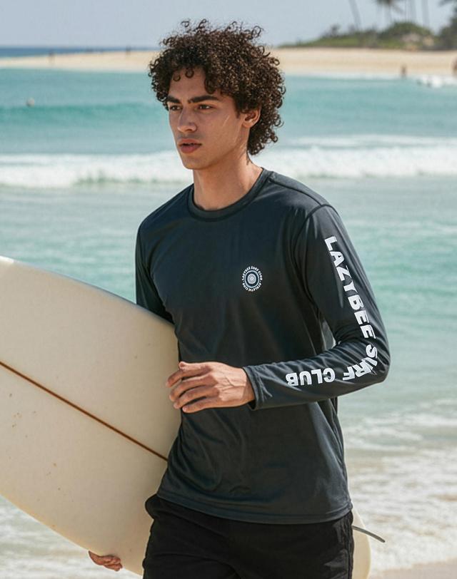 레이지비 드라이쿨링 레터링 루즈핏 롱 슬리브 래쉬가드 M (3컬러) 착용컷