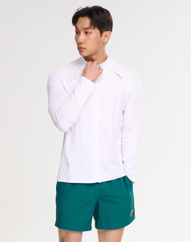 레이지비 [SET] 멀티쿨링 에센셜 루즈핏 집업 래쉬가드 + 반바지 세트 M 화이트 착용컷