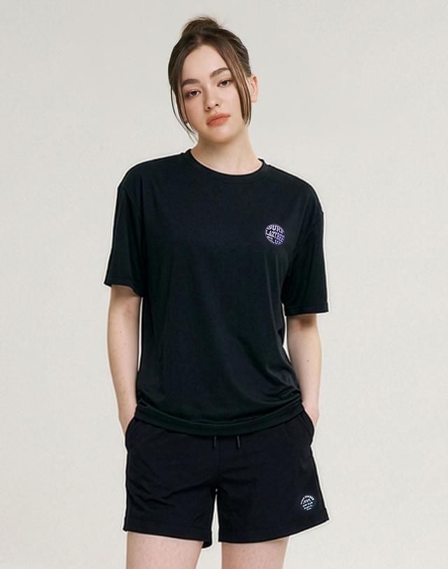 레이지비 [SET] 쿨링 라이트 루즈핏 반팔 래쉬가드 + 반바지 세트 W 블랙2 착용컷