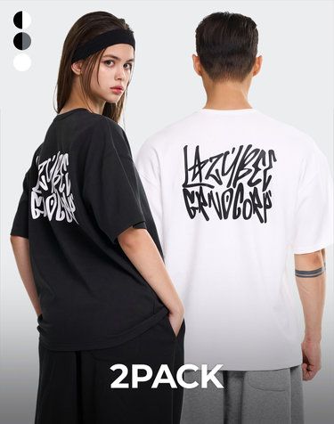 [2PACK] 시그니처 그래피티 오버핏 반팔 기능성 짐웨어 헬스 운동복 반팔 W (3컬러)