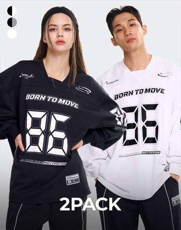 [2PACK] 자이언트핏 긴팔티 럭비져지 오버핏 헬스 짐웨어 저지 블록코어 W (3컬러)
