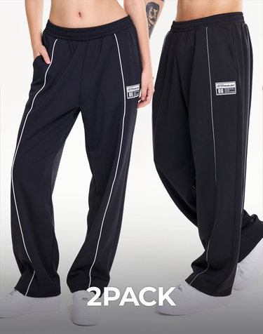 [2PACK] 자이언트핏트랙 팬츠 와이드 짐웨어 트레이닝 운동복 밴딩 바지 W (2컬러)