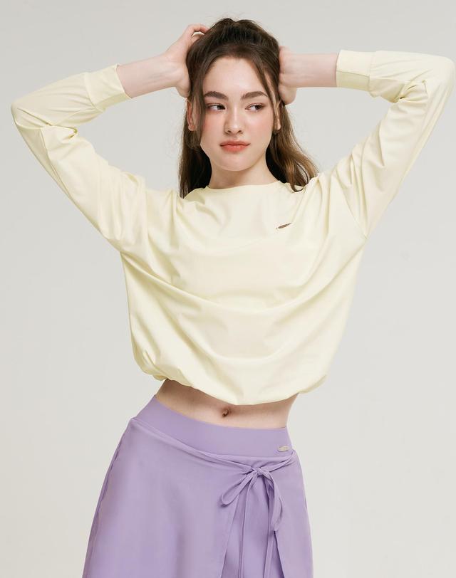 레이지비 에어파스텔 스트링 상의 루즈핏 여성 롱슬리브 코코넛밀크 착용컷
