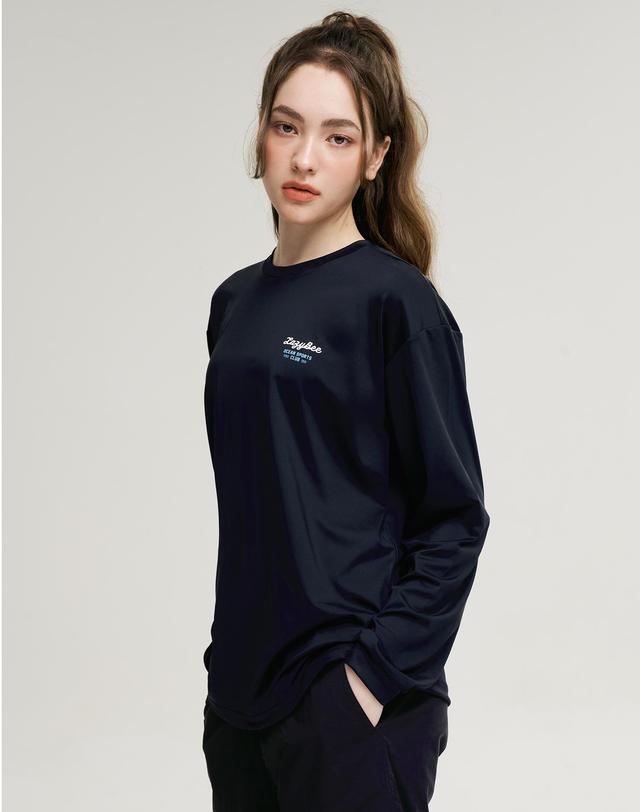 레이지비 에어프레쉬 스트링 상의 오버핏 여성 롱 슬리브 블랙 착용컷