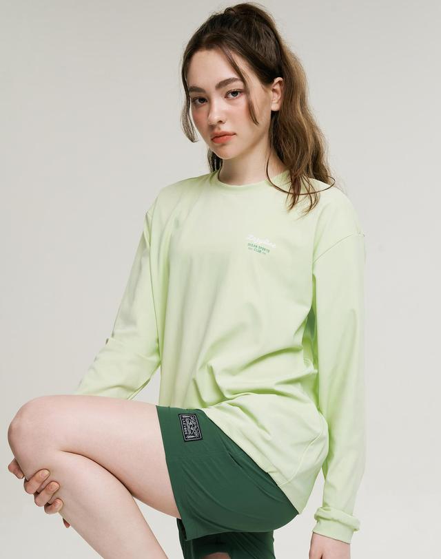 레이지비 에어프레쉬 스트링 상의 오버핏 여성 롱 슬리브 그린티 착용컷