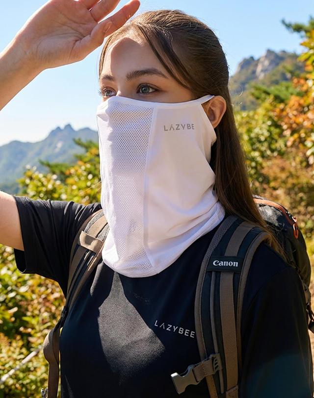 레이지비 아이스쿨링 자외선차단 마스크 얼굴 햇빛 가리개 등산 러닝 자전거 마스크 화이트 착용컷