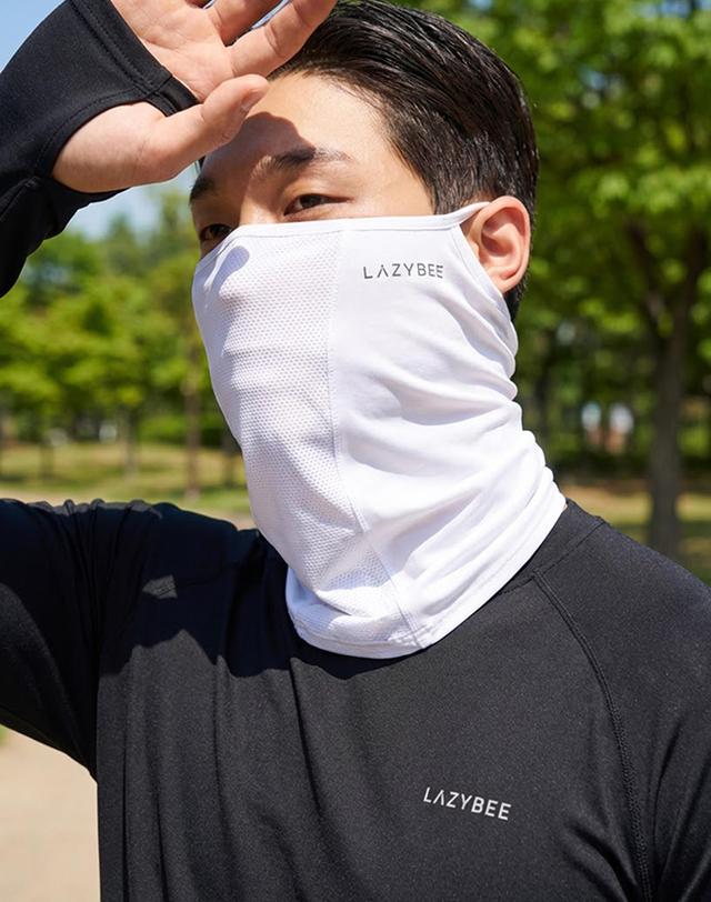 레이지비 아이스쿨링 자외선차단 마스크 얼굴 햇빛 가리개 등산 러닝 자전거 마스크 화이트 착용컷
