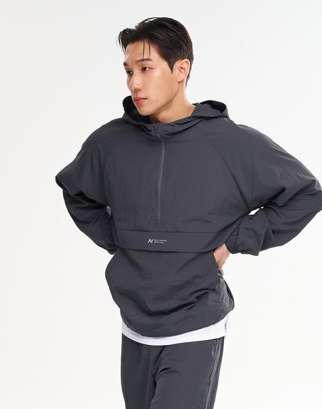 레이지비 캠프 멀티스포츠 러닝 바람막이 아노락 후드 집업 자켓 상의 M 차콜 착용컷