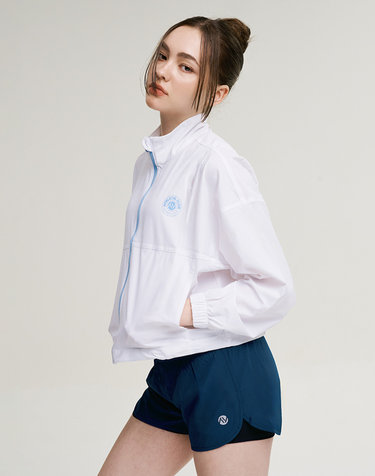 [SET] 쿨터치 크롭 여성 집업 래쉬가드 + 2in1 쇼츠 반바지 세트 화이트