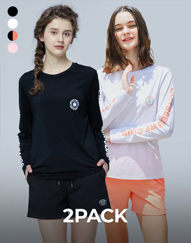 [2PACK] 드라이쿨링 레터링 루즈핏 롱 슬리브 래쉬가드 W (3컬러)