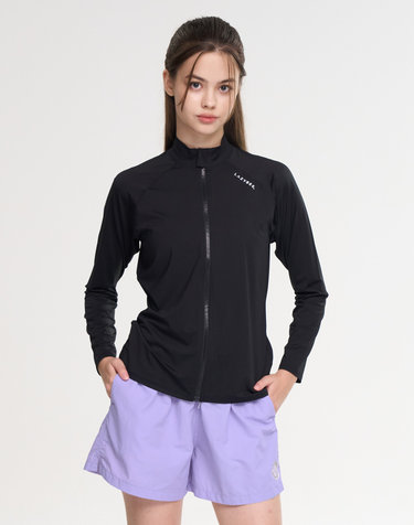 [SET] 에센셜 루즈핏 긴팔 집업 래쉬가드 + 수영복 반바지 세트 W 블랙
