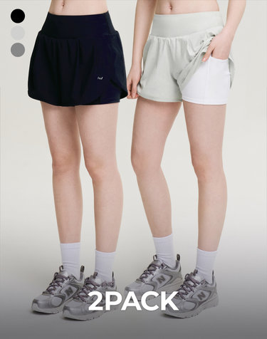[2PACK] 에어쿨링 러닝 반바지 퍼포먼스 2in1 레깅스 쇼츠 W (3컬러)