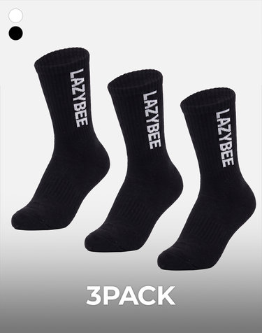 [3PACK] 에센셜 쿠셔닝 스포츠 크루 삭스 블랙