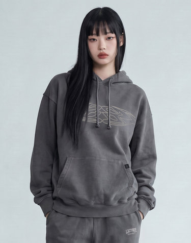 엘립스 오버핏 피그먼트 후드티 W 차콜