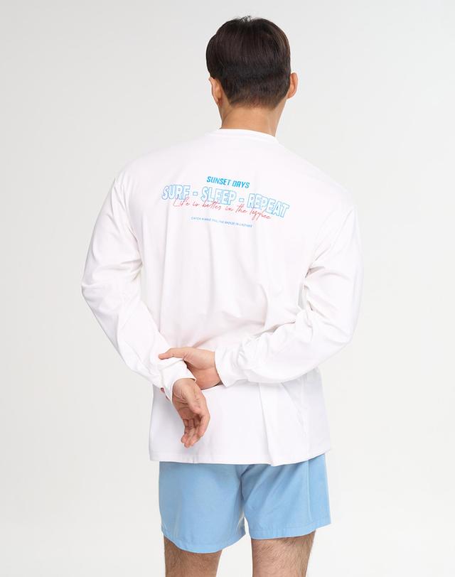 레이지비 [SET] 드라이쿨링 오버핏 롱 슬리브 래쉬가드 + 스윔 쇼츠 세트 M 화이트 착용컷