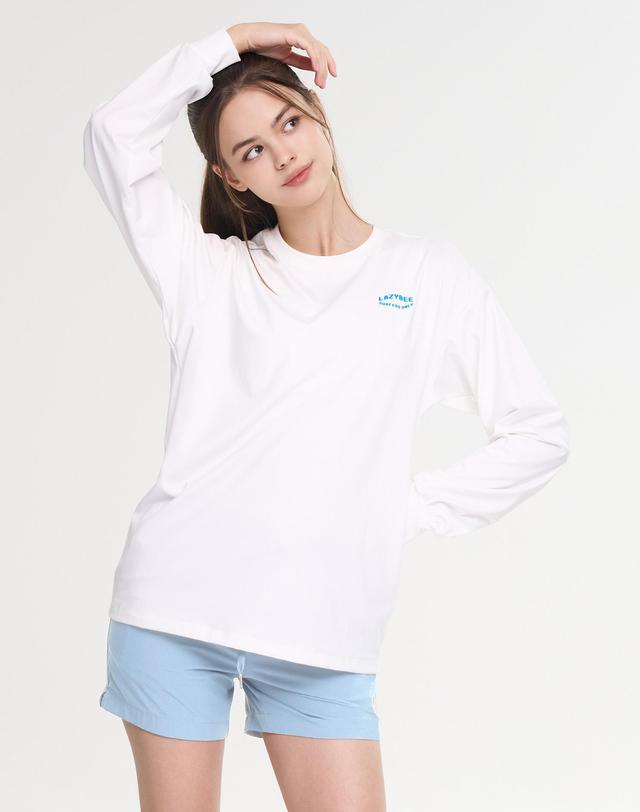 레이지비 [SET] 드라이쿨링 오버핏 롱 슬리브 래쉬가드 + 스윔 쇼츠 세트 W 화이트 착용컷