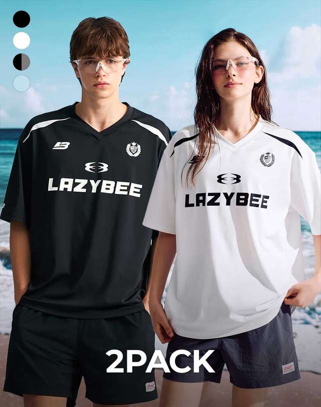 레이지비 [2PACK] 하이드로 메쉬 퍼포먼스 오버핏 남여공용 래쉬가드 반팔 져지 (4컬러) 착용컷