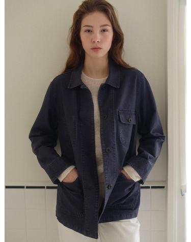 washed french work jacket (vintage blue)