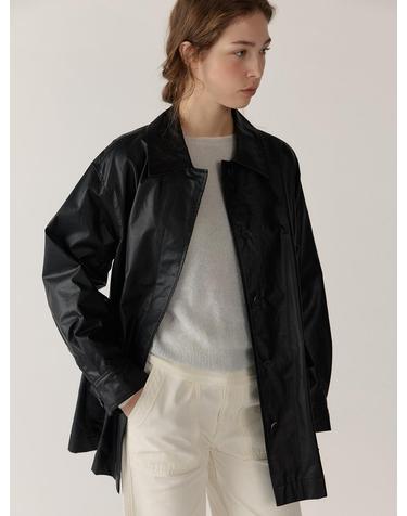 [블랭크03] coated cotton work jacket (black)