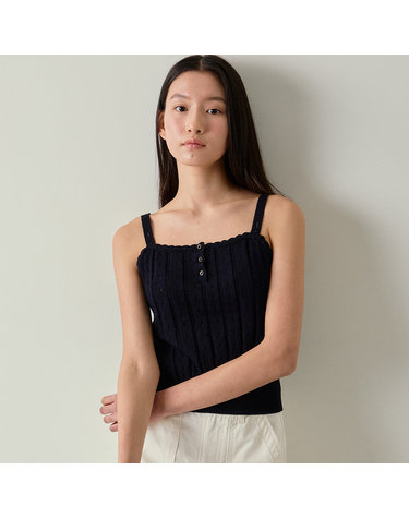 [블랭크03] cotton eyelet knit top (navy)