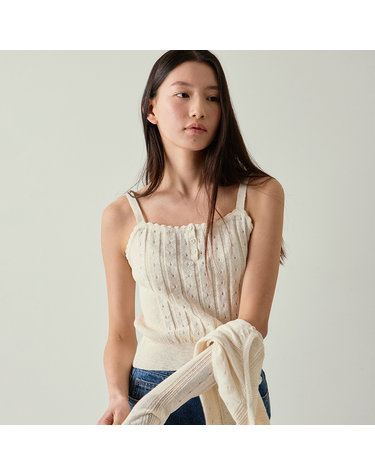 [블랭크03] cotton eyelet knit top (cream)