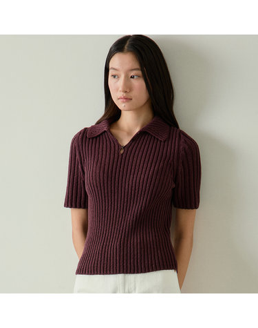 [블랭크03] cotton collar pullover (plum brown)