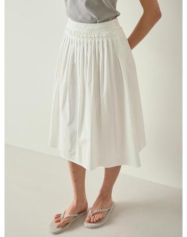 [블랭크03] shirring pleats skirt (white)