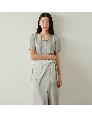 [블랭크03] button layered dress (greyish mint)
