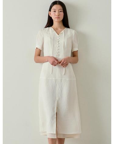 [블랭크03] button layered dress (cream)