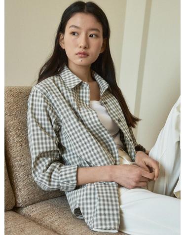 [블랭크03] cotton pocket check shirt (vintage black)