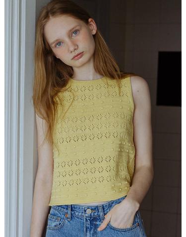 crochet sleeveless knit (yellow)
