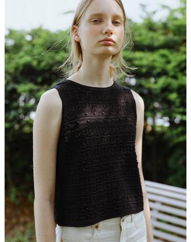 crochet sleeveless knit (black)