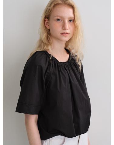 shirring banding blouse (black)