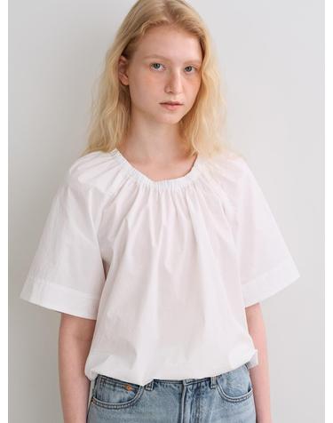 shirring banding blouse (white)