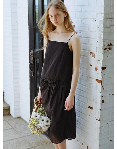 embroidery string dress (black)