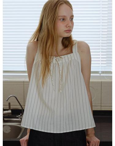 stripe string top [Italian fabric] (off white)