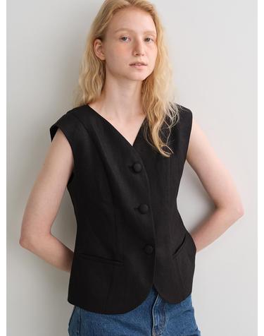 linen structured jacket (black)