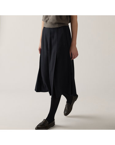 wool pleats skirt (deep navy)