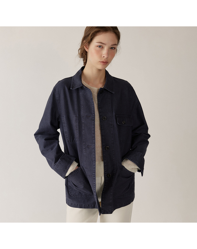 블랭크공삼 washed french work jacket (vintage blue) 착용컷