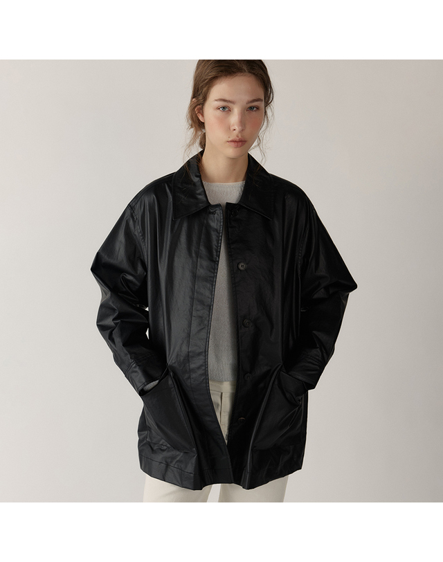블랭크공삼 [블랭크03] coated cotton work jacket (black) 착용컷