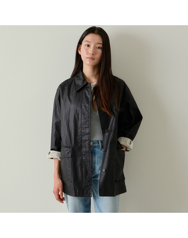 블랭크공삼 [블랭크03] coated cotton work jacket (black) 착용컷